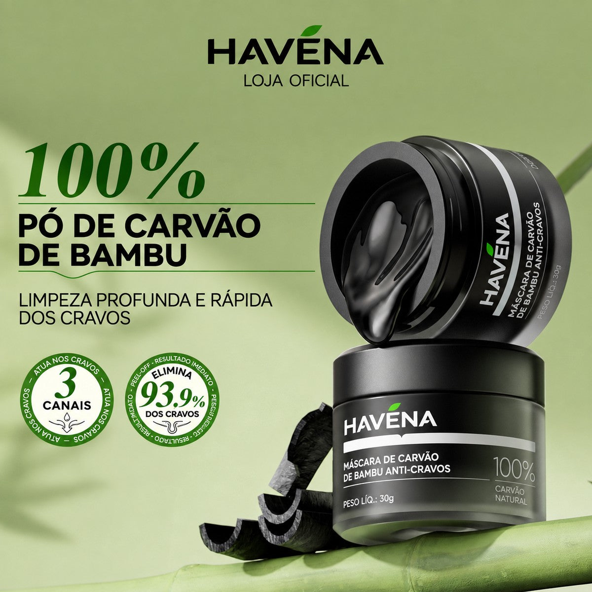 Máscara Anti-Cravos Carvão de Bambu